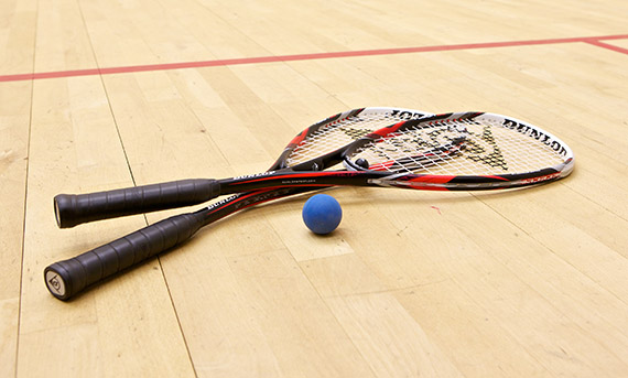 Two rackets on a court