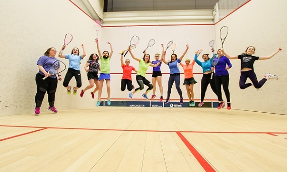 Group of female squash players